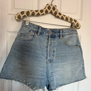 ROLLA'S Light Blue Frayed Hem Jean Shorts